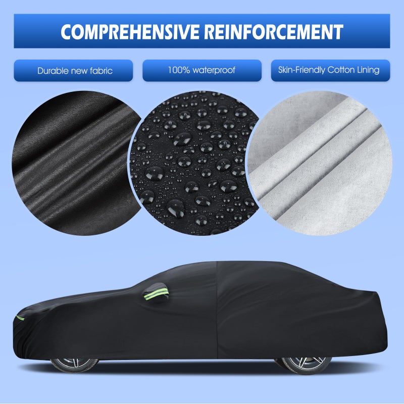 Migaven Car Cover Custom Fit for 2008-2025 Mercedes Benz C-Class C300 C350 C400 C450, Migaven Waterproof Full Exterior Cover Sun Rain Protection with Door Zipper and Cotton Lining - Image 3